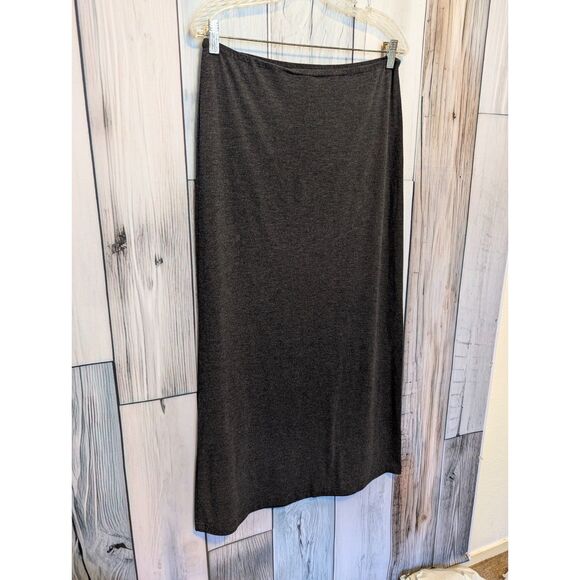Dakini Charcoal Gray Maxi Length Cotton Knit Skirt Size Medium Minimalist Casual - Picture 2 of 3